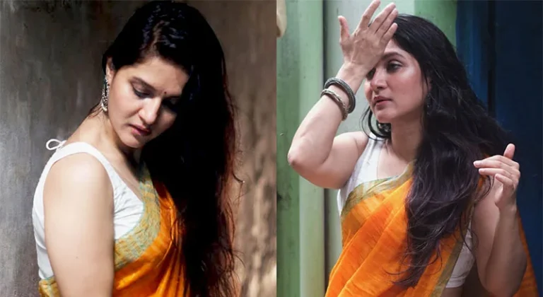 খোলামেলা শাড়িতে দ্রৌপদী রুপে মিথিলা